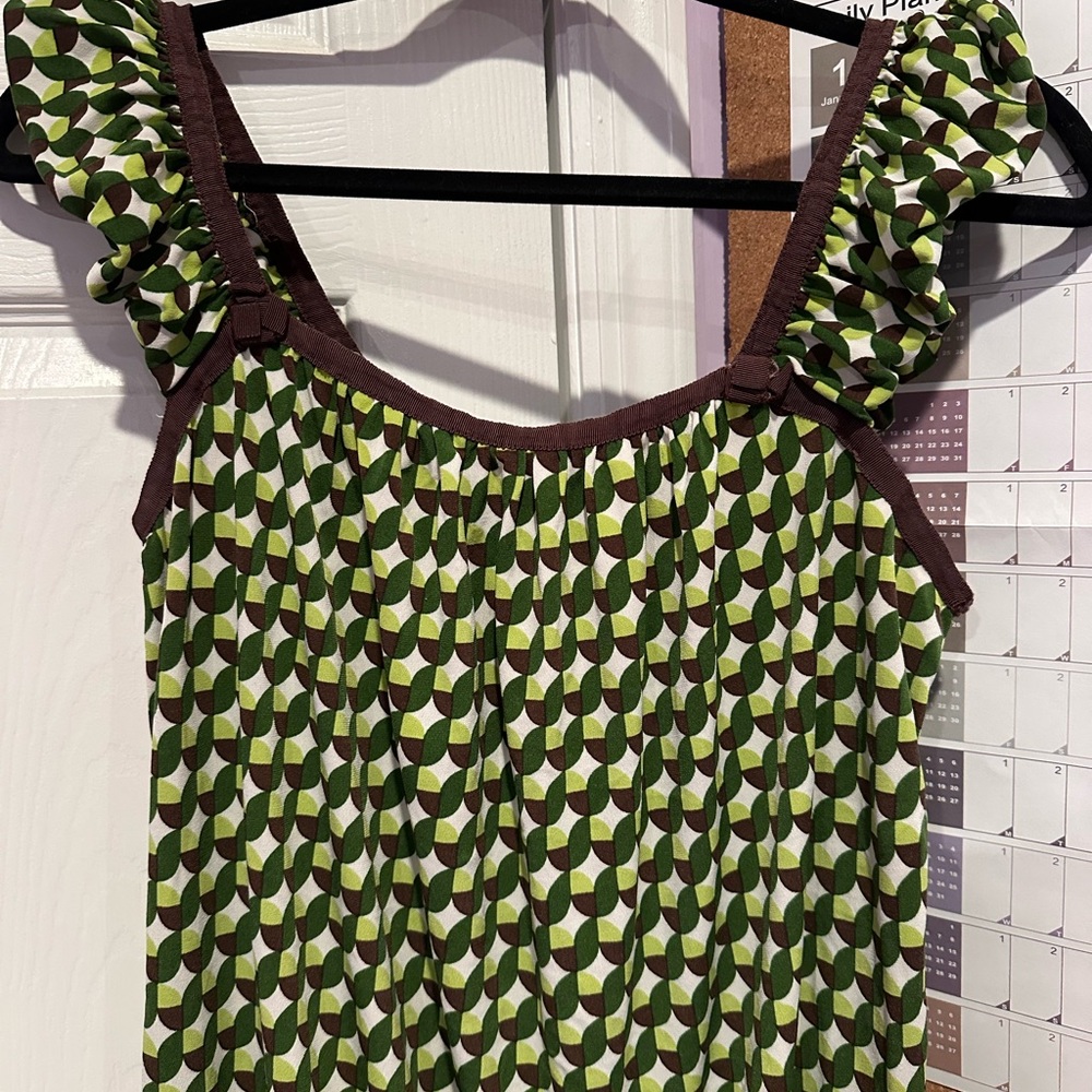 Green and Brown Patterned Women's Top